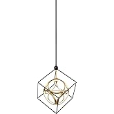 Kuzco Lighting Monza 20" Chandelier | Black and Antique Brass | White Acrylic Diffuser | Modern Contemporary LED Chandelier |