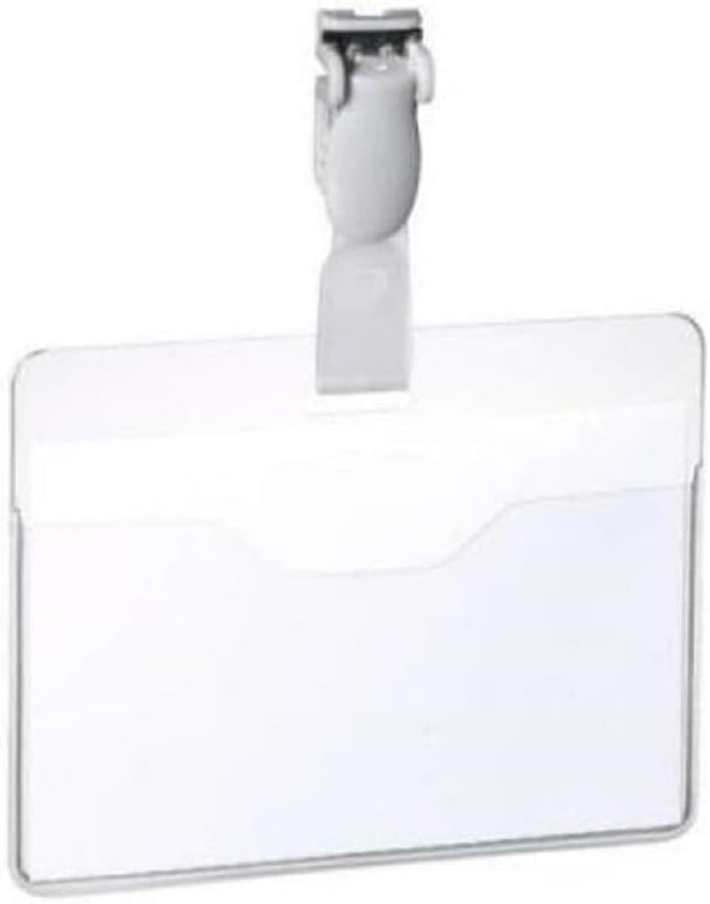 Durable Name Badge 60 x 90 mm with Plastic Clip Transparent | Pack of 25 Badges | Includes Blank Insert Cards | Ideal for Events and Visitor Management