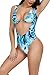 Viottiset Women's Halter Thong Brazilian Push Up Pad Strappy Two Piece Swimsuit Blue Medium