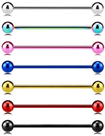 YILIN Industrial Barbell,Piercing Barbell 14G 316l Stainless Steel Body Barbell Piercing Jewelry Earrings for Women 7Pcs