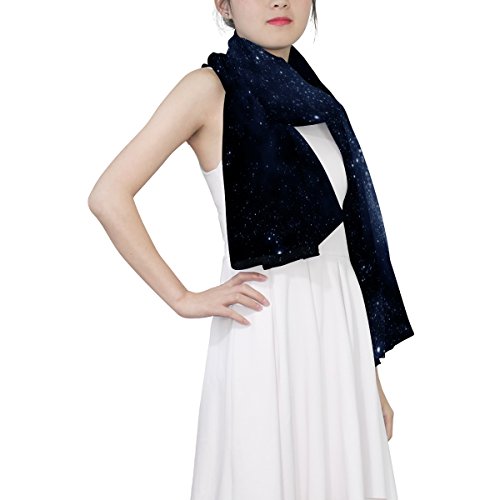 MRMIAN Starry Night Sky Universe Galaxy Space Long Silk Chiffon Scarf Wrap Stole
