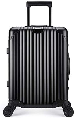 All Aluminum Luxury Hard Case 20" Durable with 360 Degree 4 Wheel Spinner TSA Approved lock … (Black)