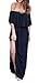 Oyanus Womens Off The Shoulder Ruffles Pockets Dress Side Split Maxi Dresses