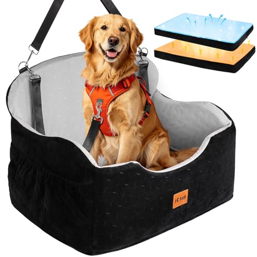 KYG Car Seat Dog Medium / Large Dogs up to 55 lb, Waterproof Dog Seat Car with Two Cushions, Washable Dog Basket, Car Back Seat, Removable for Easy Cleaning, Can Be Used All Year Round