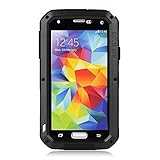 Love Mei Water Resistant Shockproof Aluminum Gorilla Glass Metal Cover Case for Galaxy S5 (Black)