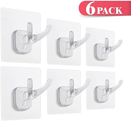 Hooks Alanda 6 Pack Durable Adhesive Hooks Clear Plastic Power-Lock Suction Hook Traceless Hooks for Shower Kitchen Window Bathroom Hang Bags Coats Towels Caps