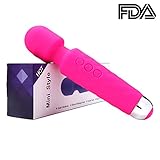 Electric Wand Massager Rechargeable with 8 Powerful Speeds and 20 Patterns Multi-speed Wand, Wireless, Power Wand Massager for women (Pink)