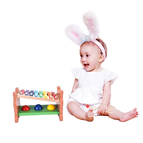 Dacawin Wooden Learning Hammering & Pounding Toy + 8 Notes Xylophone + Shape Color Recognition Xylophone Educational Toys Sets for Kids Toddlers (Multicolor, Baby Toys) - Thumbnail 2