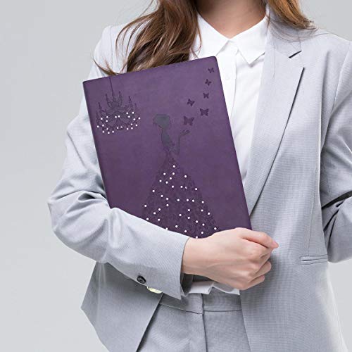 A5-Lined-Notebook-Planner-Travel-Journal-Leather-Notebook-for-Girls-Women-Princess-Butterfly-Journal-Vintage-Notebook-Diary-A5-Ruled-Writing-Notebook-Lined-Note-Pads-Purple-Journal-240-Pages