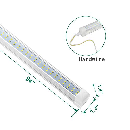 SHOPLED 8FT LED Shop Lights Fixture 72W 9360LM 6000K Cool White, Flat