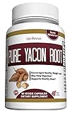 Pure Yacon Root Powder Extract Capsules - All Natural Prebiotic Supplement Detox and Cleanse, Weight Loss, Digestion, Boosts Metabolism, and Suppresses Appetite - 60 Caps - 30 Day Supply - Made in USA