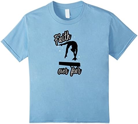 Kids Gymnastics Balance Beam Faith Over Fear T-Shirt 8 Baby Blue