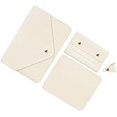 Laptop Sleeve 13 inch, Laptop Case, Faux Leather Laptop Sleeve Bag with Magnetic Buckle, Compatible with MacBook Air 13/Air 13.6/Pro 13, Small Pouch for Charger, Mouse Pad and Cord Organizer, White