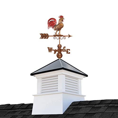 26" Square Manchester Vinyl Cupola with Black Aluminum roof and Copper Bantam