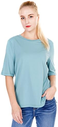 Megan apparel Women's Basic Short Sleeve Organic Cotton &amp; Viscose Rayon Silk Touch T-Shirt