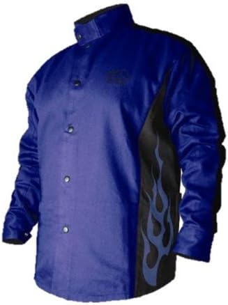 Revco BSX BXRB9C 9oz. Cotton Welding Jacket Blue/Black w/flames, 4X-Large Size: 4XL, Model: , Tools & Outdoor Store