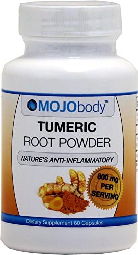 Turmeric Root Powder, Natural Anti- Inflammatory, 800 mg per serving, 60 capsules,Antioxidant-Rich Herb by MOJObody™