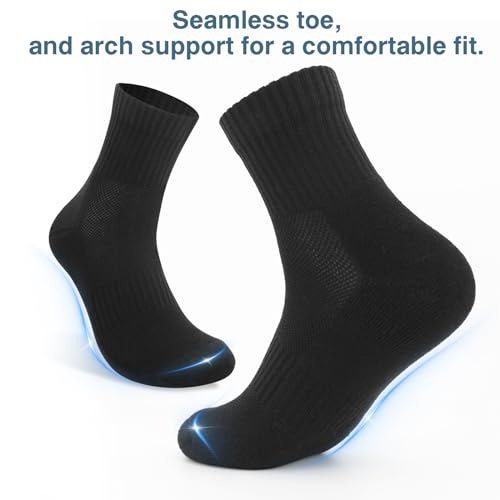 Kodal Copper Ankle Running Socks for Men Women Cushion Cotton Quarter Socks Odor Control for Smelly Sweaty Feet 4 Pairs