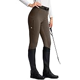 SANTINY Women's Horse Riding Pants Zipper Pockets Silicone Full-Seat Breeches Equestrian Schooling Tights for Women