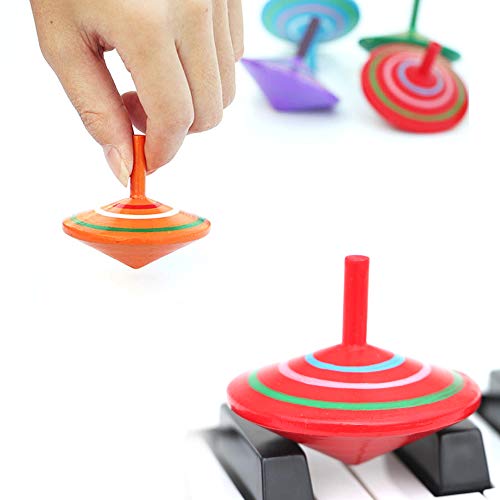 10 Pcs/set Handmade Painted Wood Spinning Tops, Kids Novelty Wooden Colorful Gyroscopes Toy, Assorted Standard Tops, Flip Tops, kindergarten education Toys - Great Party Favors, Fun, Gift, Prize