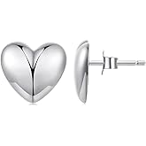 WOSTU Silver Gold Heart Stud Earrings for Women with 925 Sterling Silver Posts Hypoallergenic Earring Lightweight Everyday Jewelry Anniversary Birthday Valentine’s Day