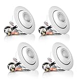 Hyperikon 4 Inch LED Gimbal Downlight, 10W (65W Replacement), 650 lumen, 3000K (Soft White Glow), CRI 90+, E26 Base, 120v, Dimmable, Flexible light beam direction, UL & Energy Star - (Pack of 4)