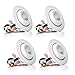 Hyperikon 4 Inch LED Gimbal Downlight, 10W (65W Replacement), 650 lumen, 3000K (Soft White Glow), CRI 90+, E26 Base, 120v, Dimmable, Flexible light beam direction, UL & Energy Star - (Pack of 4)