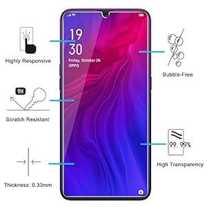 NEW'C 2 Pezzi, Vetro Temperato per Oppo Reno Z, Oppo R15X, Pellicola Prottetiva Anti Graffio, Anti-Impronte, Senza Bolle… - immagine 3