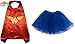 Superhero or Princess TUTU, CAPE, & MASK SET COMPLETE COSTUME - Kids Childrens Halloween (Wonderwoman - Red & Blue)