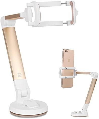 Sbode Phone Holder Adjustable Desktop Table Car Mount Sturdy Cradle with Suction Cup for iPhone 7/7sPlus,6/6s,/5s, Smart Phone(Gold)