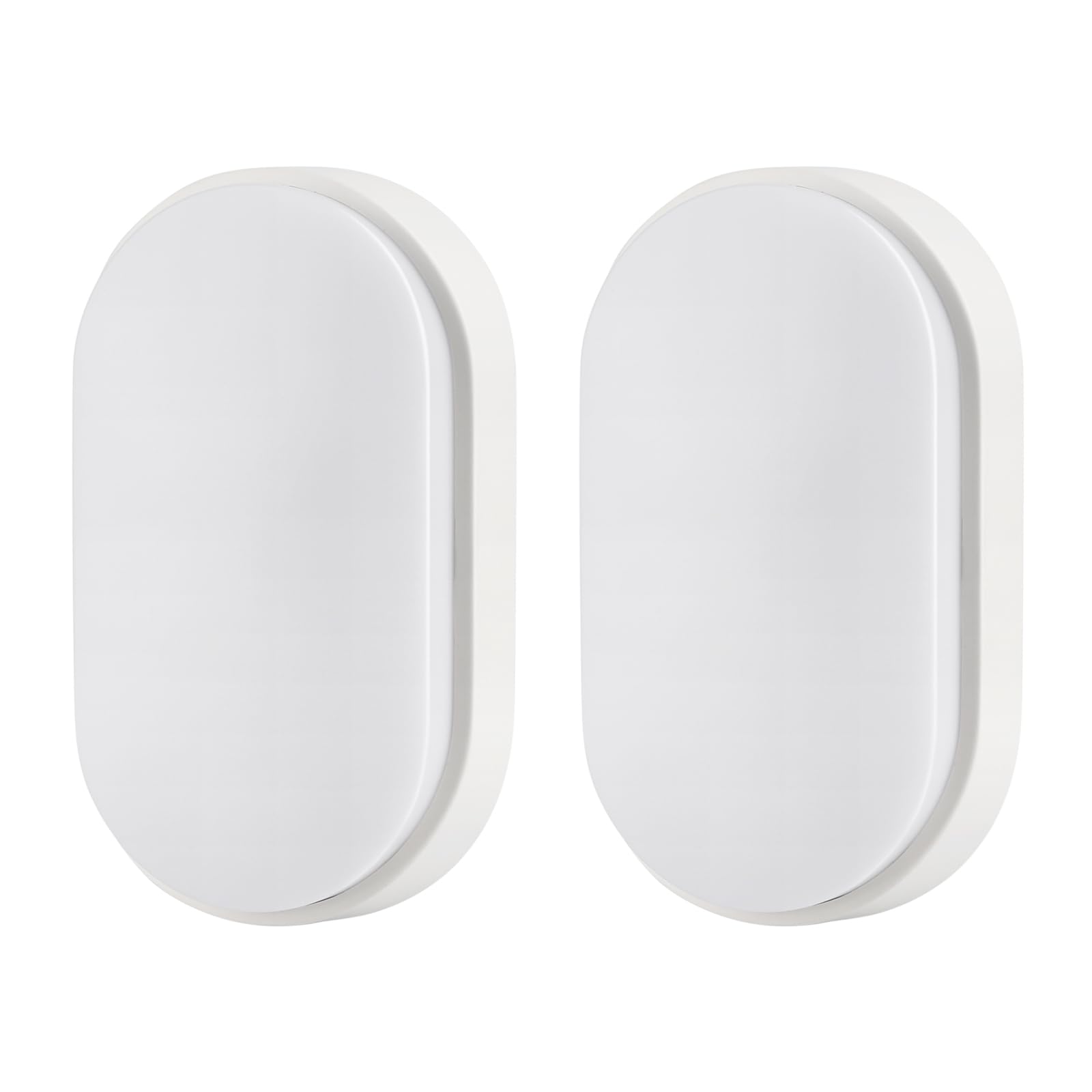 14W LED 4000K IP65 Flush Wall Mounted Oval Bulkhead Light Fitting with white Trim - Perfect for Indoor, Outdoor, Bath, Office, Kitchen, Hallway, Corridor, Utility, Garden, Shed, Patio etc - Pack of 2 — image 1