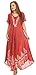 Sakkas 16601 - Ronny Lace Embroidered Cap Sleeve Tie Dye Wash Caftan Dress / Cover Up - Red / Black - OS