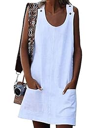 GRAPENT - Mini vestido informal de verano sin mangas, con bolsillo, estampado bohemio