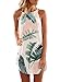 Asvivid Women's Halter Neck Boho Floral Print Chiffon Casual Sleeveless Short Dress Small Leaf