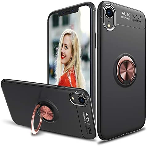 lovpec Soft iPhone XR Case, [Ring Series] Slim Thin 360 Degree Rotating Ring Kickstand with Magnetic Shockproof Protective Phone Case Cover Compatible with iPhone XR (2018) 6.1 inch (Pink)