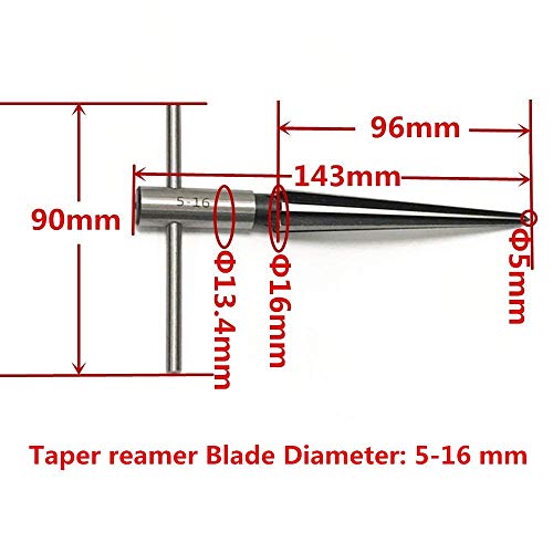 AOWISH T Handle Taper Reamer Set 3-13mm(1/8''-1/2'') & 5-16mm(½"-5/8") Bridge Pin Hole Hand Held Tapered Reamers 6 Fluted Chamfer Reaming Guitar Woodworker Luthier Tool (2 Pieces)