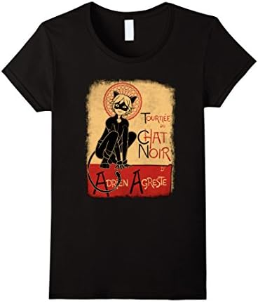 Womens Vintage Tournee du Chat Noir Black Cat T-Shirt XL Black