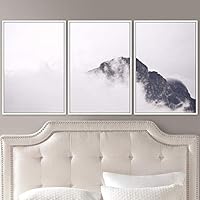 3 Piece Framed Canvas Wall Art Foggy Mountains Canvas Prints Home Artwork Decoration for Living Room,Bedroom - 16