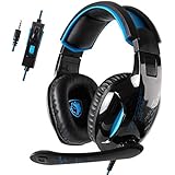 SADES Gaming Headset PS4 Headset with 7.1 Surround Sound, Xbox One Headset with Noise Canceling, Over Ear Headphones Compatible w/ PS4, Xbox One(Adapter Not Included), PC, Laptop, NS, Over-Ear Gaming