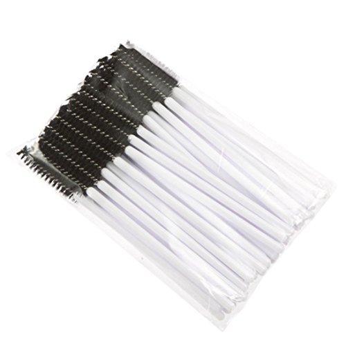 Hot ! Ninasill 50pcs Disposble Eyelash Brush Mascara Wands Makeup Cosmetic Tool (B)