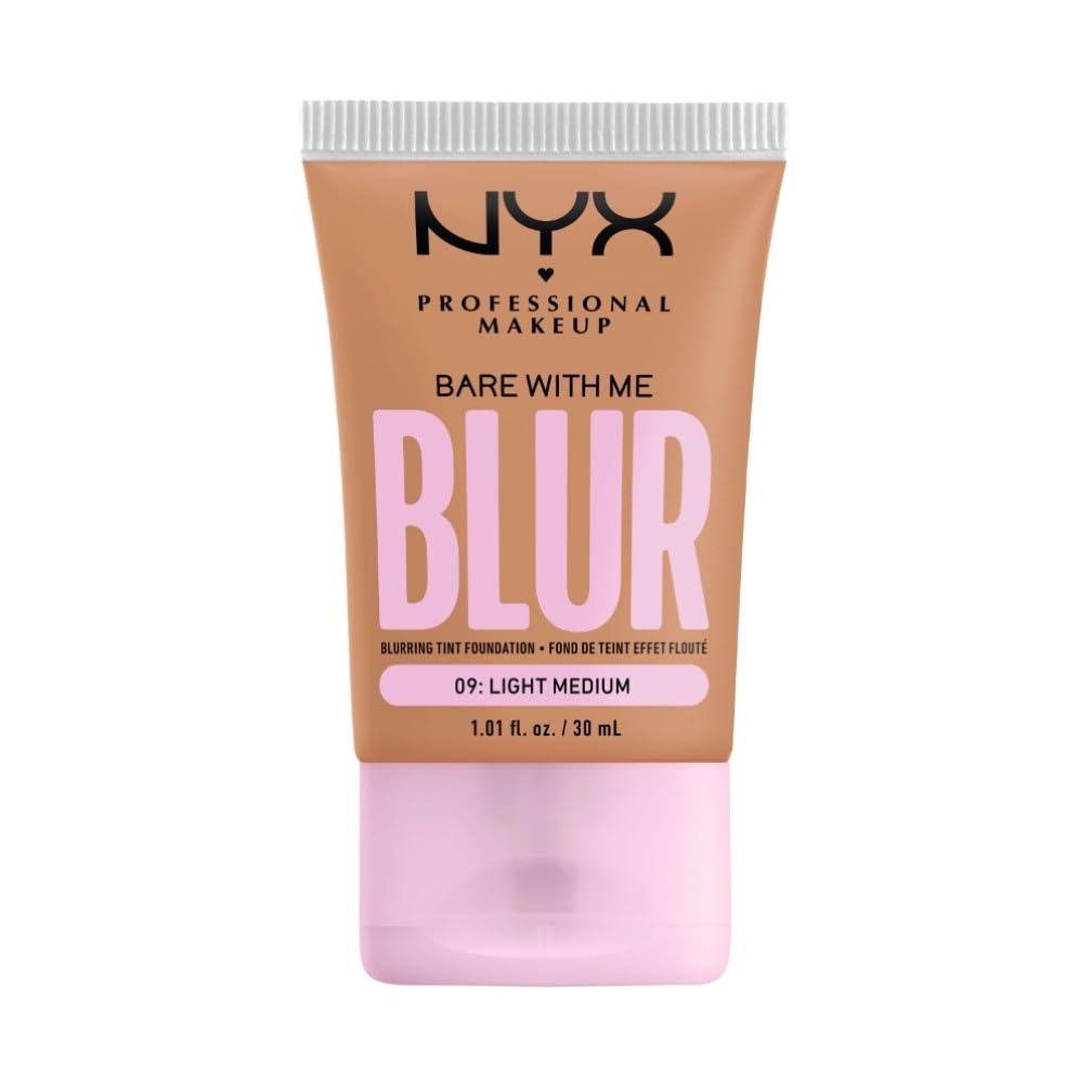 NYX Professional Makeup Blurring Tint Foundation, Medium Coverage, Matte Finish, With Niacinamide, Matcha and Glycerin, 12 Hours Hydrating, Bare With Me Blur, 30 ml, Shade: Light Medium