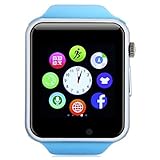 Bluetooth Smart Watch with Camera, TechFaith A1 Smart Watch for Android Smartphones (Blue)