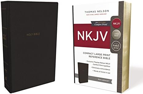 NKJV, Reference Bible, Compact Large Print, Leathersoft, Black, Red Letter, Comfort Print