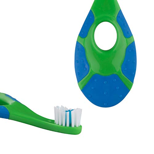 Baby/Toddler Small Teether Toothbrushes 4-Pack, Oral Hygiene, Blue and Green