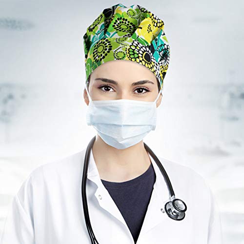 kilofly 4pc Women's Adjustable Scrub Cap Sweatband Bouffant Hats Value Set - Thumbnail 4