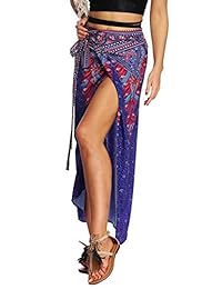 Falda bohemia para dama, estilo bohemio, floral, para atar la cintura, para verano, playa, vestido, abrigo