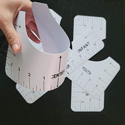 T-Shirt Alignment Ruler,4PCS Craft Ruler with Guide Tool for Fashion Design Tshirt Ruler Guide Vinyl Ruler Guide Size Chart (White, 4PC)