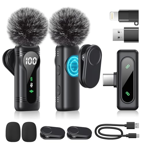 Newmight Wireless Microphone Tie - Plug & Play Compatible with iPhone/Android/PC | Magnetic Mount,Noise Reduction,30M Range,Microphone Telephone for Youtube Podcast Vlog