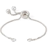 Fashewelry 1Pc Sterling Silver Adjustable Slide Extender Box Chains 4.72 Inch (12cm) with Ball End for Bracelet Making