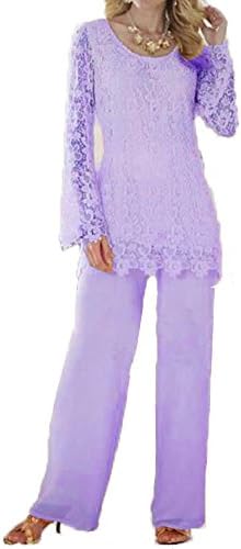 Dislax Two Piece Lace Mother of Bride Pants Suit light purple US 20plus